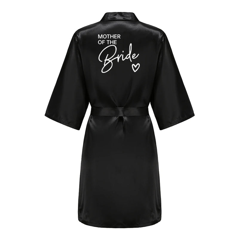 Wedding Party Team Bride Robe Kimono Satin Pajamas Bridesmaid Bathrobe With White Letters YE8171