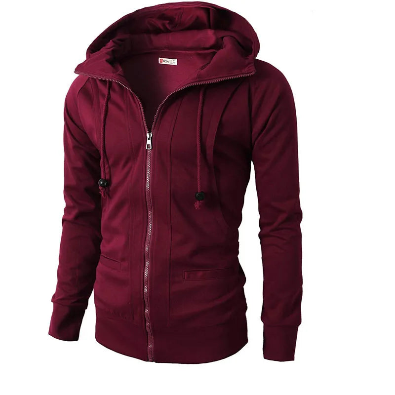 2025 Men Hoodies Sports Jacket Zipper Fitness Hooded Men's Sweatshirt Casual Male Solid Color Spring Outerwear Clothing MY042