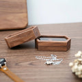 Jewelry Presentation Box Travel for Case Walnut Wood Engagement Ring Box Earring Stud Holder for Ceremony Wedding Propos