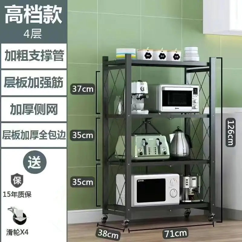 Tool - Free Foldable Microwave Storage Shelving, Removable Multi - Layer Kitchen Organizer Rack for Counter - View 11 | SAMAG