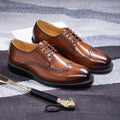 Handcrafted Mens Oxford Shoes Genuine Calfskin Leather Brogue Dress Shoes Classic Business Formal Shoes Man