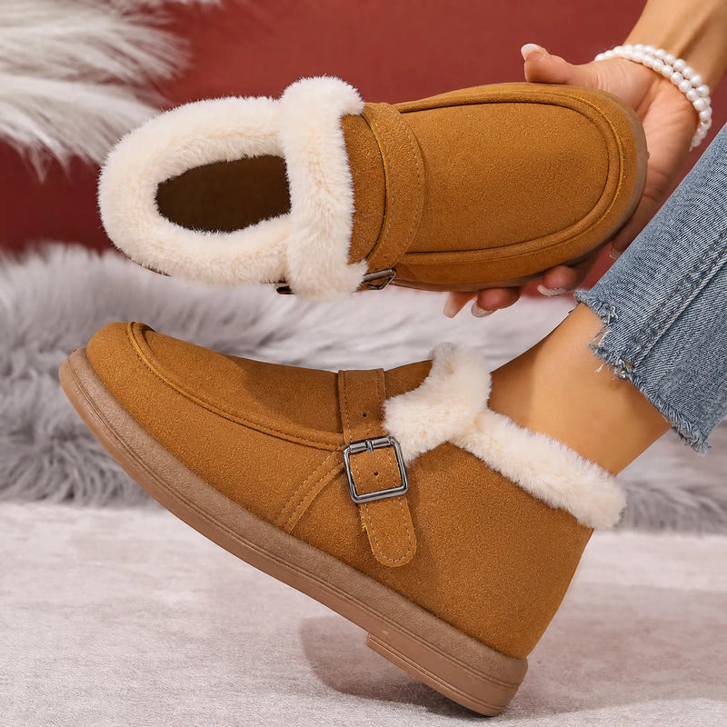 Fashion Warm Women's Ankle Boots Outdoor Shoes For Ladies 2026 Winter Flat Snow Boots Solid  Women's Shoes Soft Sole Comfortable