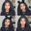 Transparent Kinky Straight Lace Front Wigs Pre Plucked Yaki 13x4 Short Bob Human Hair Wigs For Woman Natural Lace Closure Bob Wi