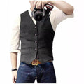 V Neck Men's Suits Vest Casual Classic Formal Business Herringbone Tweed Slim Fit Waistcoat For Wedding Groomsmen
