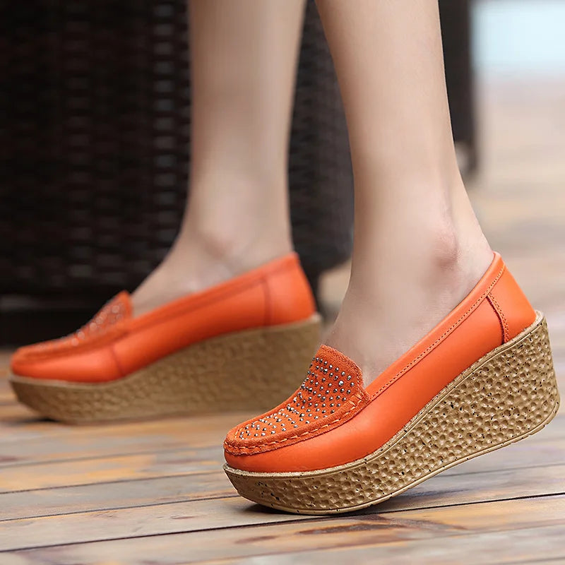Thick Soled Women's Shoes Fashionable Sequin 2024 summer New Trend Anti Slip Comfortable Shoes Outdoor Casual Shoes Heels