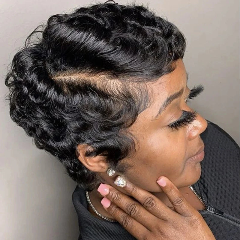613 Blonde Pixie Cut Short Bob Loose Wave Human Hair Wigs Chocolate Brown Short Bob 13x4 Transparent Lace Front Wigs Preplucked