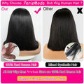 PerisModa 13x4 Bob Wig Lace Front Human Hair Wigs Women's 360 Full Lace Brazilian Remy Straight HD Transparent Lace Frontal Wig