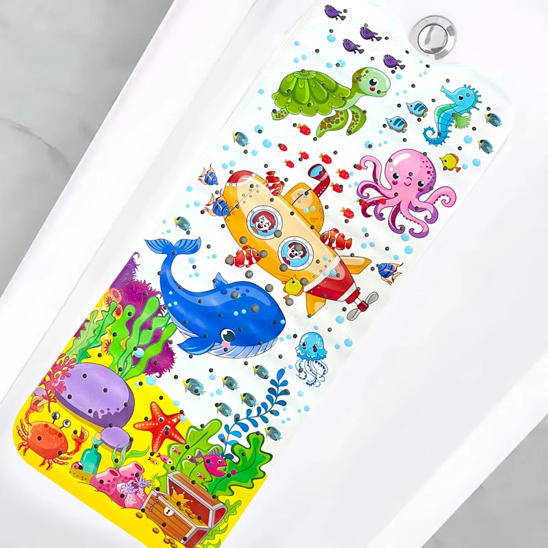1pc Baby Bath Mat for Tub Non Slip Kids Bath Mat - 40x10cm Extra Long Cartoon Bathtub Mat Toddler Bath Mats with Suction Cups
