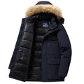 -30 Degree Winter Down Jacket Men Down Cotton Parkas Coat Mid-length Large Fur Collar Male Thicken Coat Snow Overcoat Parka