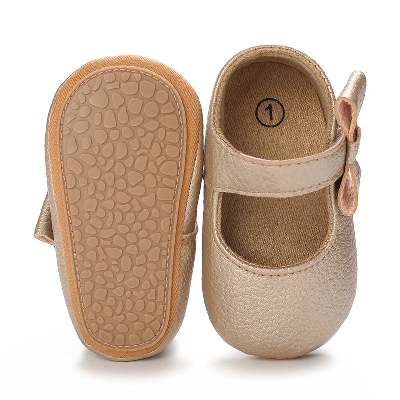 Gold Color Theme Christening baby Shoes for 1 Year Old Newborn Baby Baptismal Shoes for Girl Kids