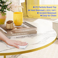 3-Tier Round Coffee Table with Storage, Modern Coffee Table for Living Room, Wooden Tabletop-Marble White with Gold Frame