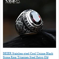 BEIER Stainless steel Cool Unique Black Stone Ring Titanium Steel Retro Old Totem Jewelry For Man Factory Price Sale BR8-334