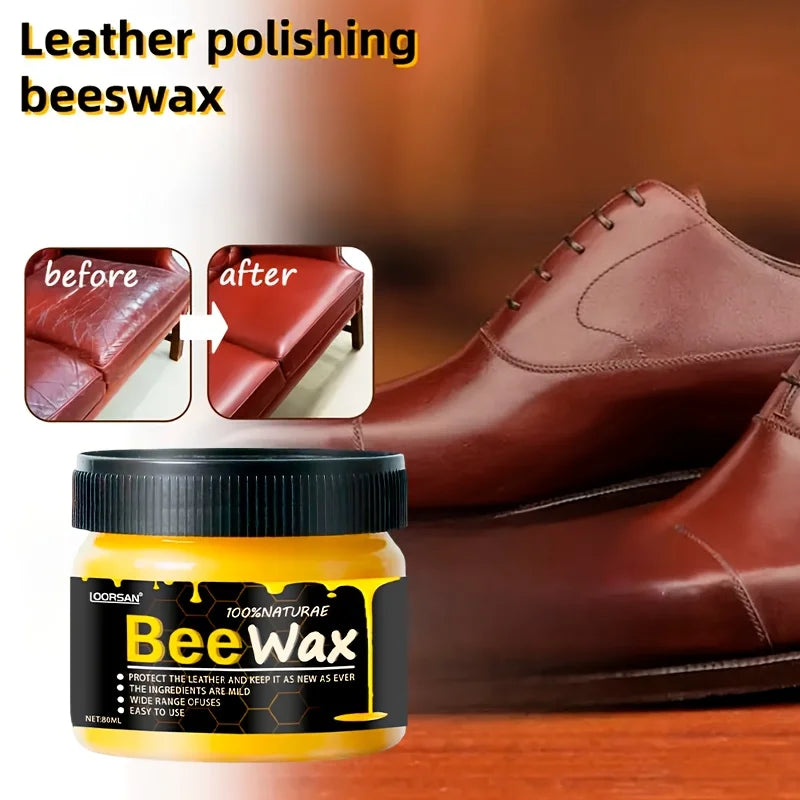 LOORSAN 80ml New Universal Beeswax Shoe Polish Kit - Quick Shine, Deep Nourishment, All Colors, Easy, Long-lasting Protection