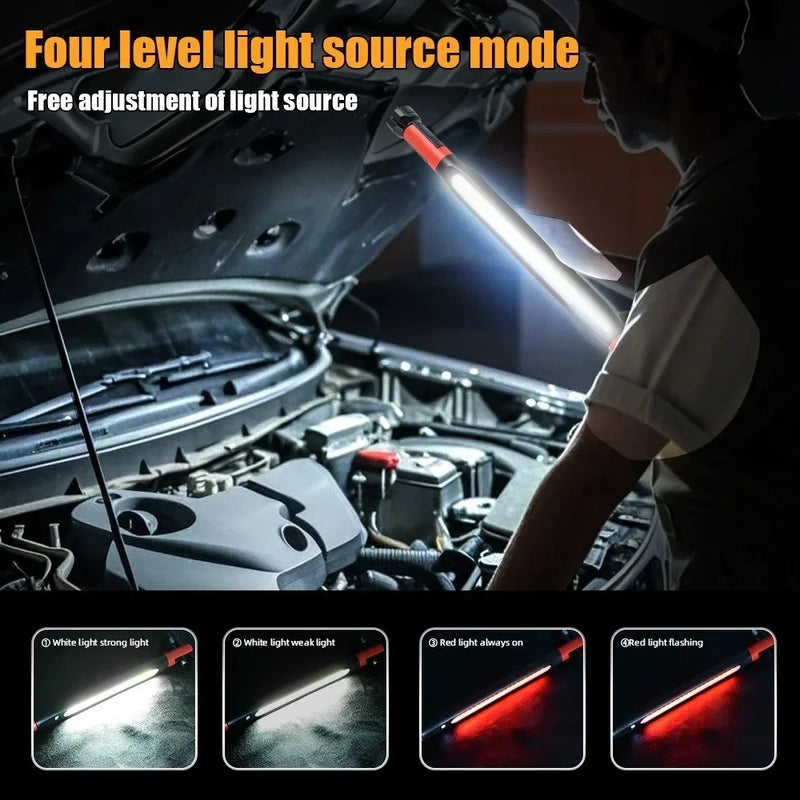 Super Bright Magnetic Work Light Built-in 5200mAh Rechargeable Battery Underhood Work Lamp Bar For Car Repair Outdoor Lighting