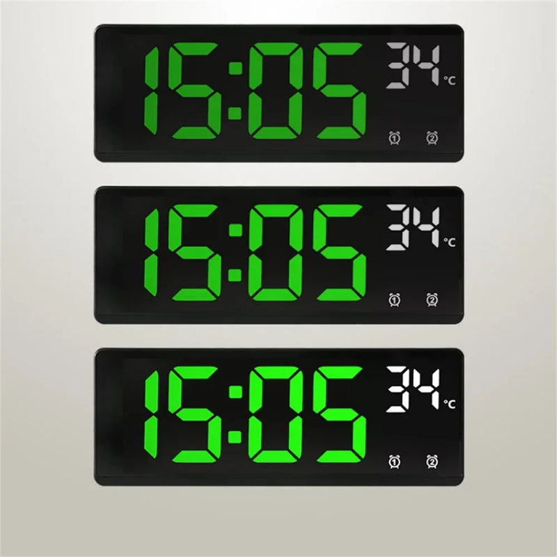 Voice Control Alarm Clock Digital Temperature Date 2 Alarm USB Powered Always On Snooze Table Clock Night Mode 12/24H LED Clock