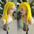 RONGDUOYI Yellow Colored Synthetic Lace Wig Silky Straight Heat Fiber Braided Hair Lace Front Wigs for Women Girls Fashion Wig