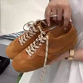 German Training Shoes Women 2026 Summertime Flat Lace-up Forrest Gump Shoes Women Genuine Leather Mesh Ventilation Sneakers