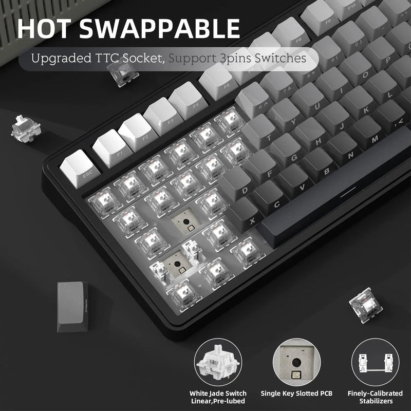 ATTACK SHARK X85 Wireless Mechanical Gaming Keyboard,TKL 82 Keys,Gasket Structure,Knob,RGB Hot Swappable Custom Keyboard