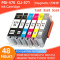 1SET 570 571 PGI-570 CLI-571 Ink Cartridge Compatible For Canon PIXMA MG5750  MG5751 MG5752 MG6850 TS6050  TS5050 TS5051 Printer