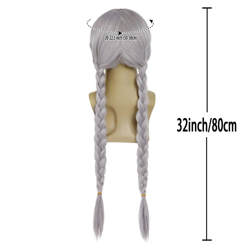 Silvery Grey Braided Wigs for Men Synthetic Hair Long Gray Wig Dreads Halloween Costume for Man Willie Nelson Wig Braid 32 inch