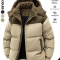 Men's Hooded Cotton Jacket, Thickeneded and Warm in Winter, Windproof and Cold-Resistant, Simple and Versatile for Work Clothing