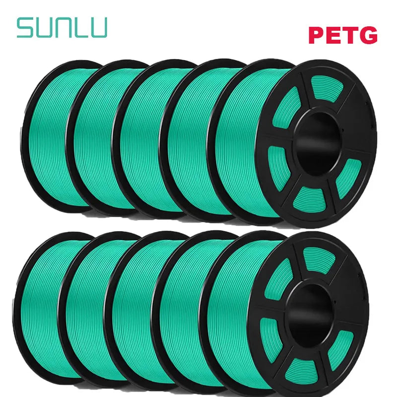 SUNLU PETG 3D Filament 1KG Biodegradable 1.75MM 10Rolls Bright Color Good Toughness Excellent Acid Alkali Weather Resistance