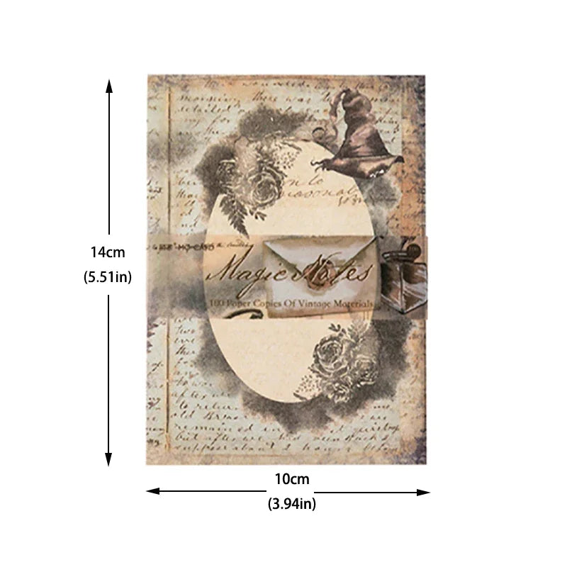 Mr. Paper 100pcs/book Vintage Character Message Card Beautiful Flowers European Style Hand Account Material Memo Pad