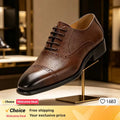 Men's lace up genuine leather business dress shoes, fashionable plus size men's shoes, workplace wedding shoes