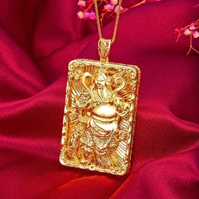 Real 18 K Gold Men's Square Tiger Pendant for Men Father Bro Pure Classic Wedding Gold Pendants Without Chain Fine Jewelry Gifts