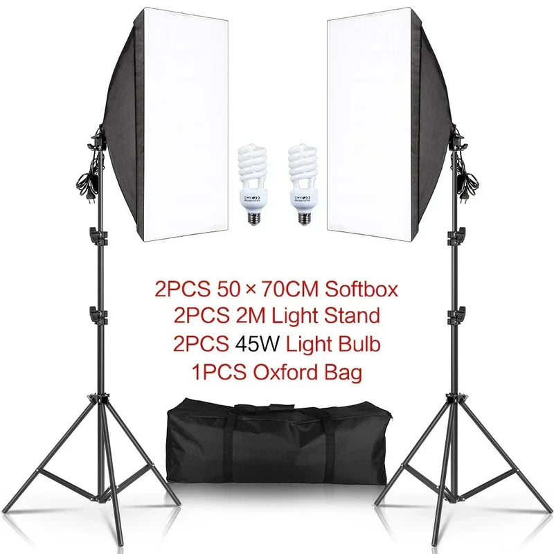 Softbox Lighting Kit Photography Studio Boom Arm for Video & YouTube Continuous Lighting Professional Lighting Set Photo Studio