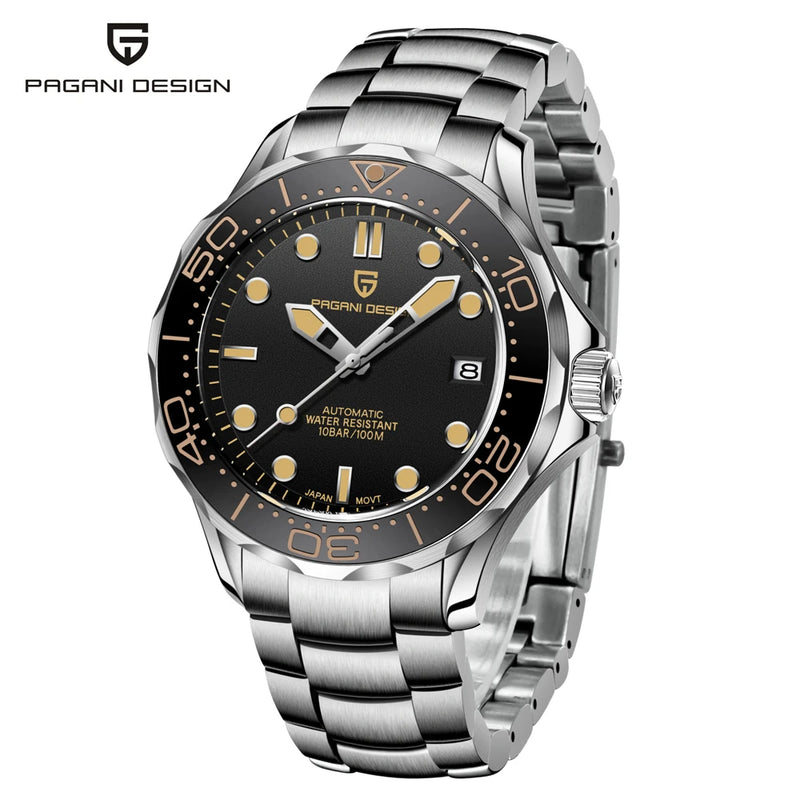 PAGANI DESIGN Luxury Automatic Watch For Men AR Sapphire crystal 100M Waterproof Diving Sport Mechanical Wristwatch Men 2026 New