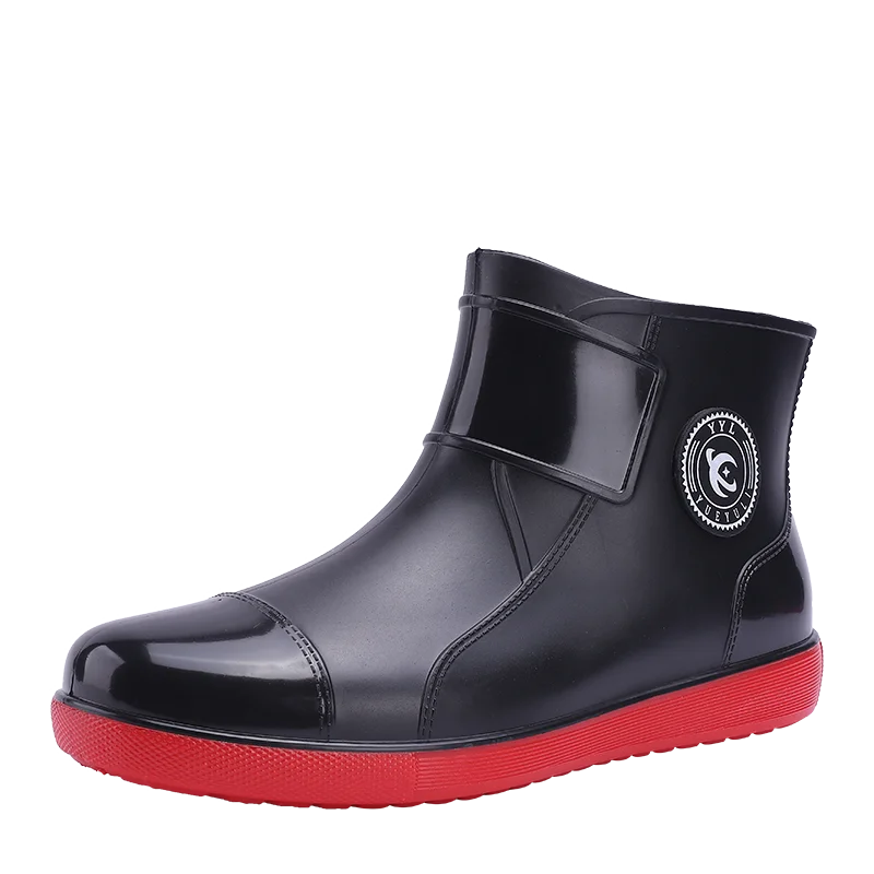 Men Rain Boots Non-slip Light Hiking Rain Shoes Slip on Waterproof Outdoor Leisure Rubber Fishing Shoes Work Water Shoes
