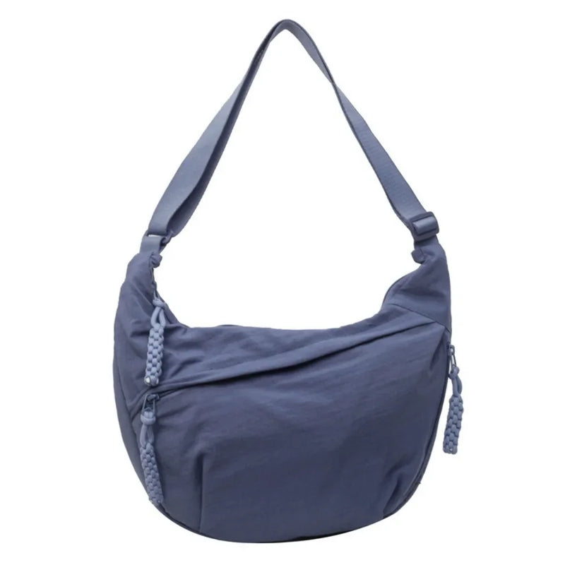 Casual Canvas Crossbody Bags Korean Simplified Large Capacity Sports Hobos Bag Solid Color Lightweight Dumpling Bag Women