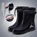 Men's Rain Shoes Fashion Waterproof Men's Rain Shoes Outdoor Non-slip Work Shoes for Men Cotton Warm Rain Boots Kitchen Footwear