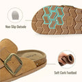 Asgard Women's Memory Foam Suede Clogs Fashion Slip On Cork Footbed Leather Mules With Adjustable Buckle Lady Non-slip Slippers