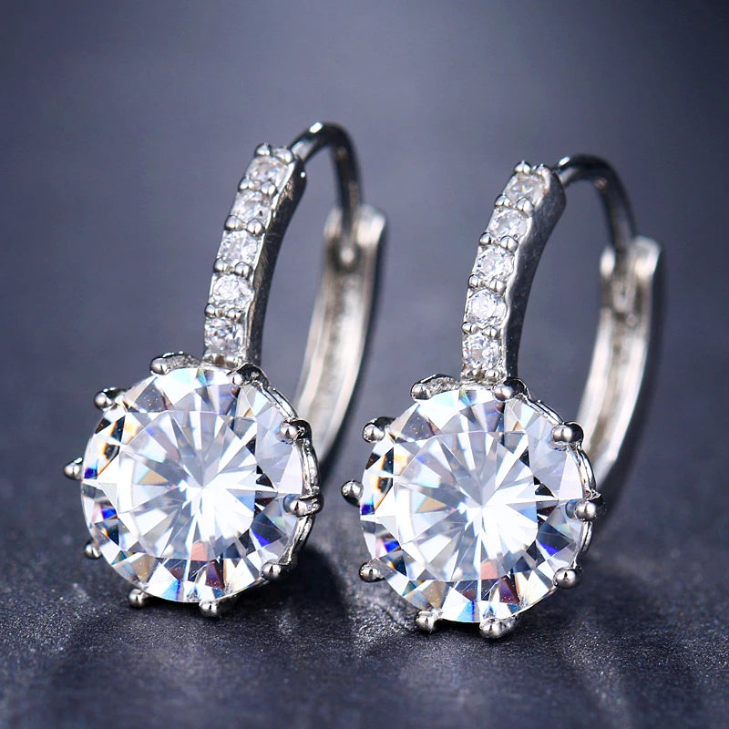 Classic Green AAA Cubic Zirconia Stud Earrings Round Crystal Girl Ear Studs For Women Multicolor Fashion Jewelry brincos AE176