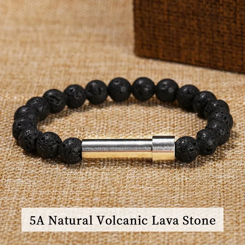 JD Natural Stone Stainless Steel Tube Secret Message Bracelet Women Men Cool Can Place Notes Friendship Couples Wishing Jewelry