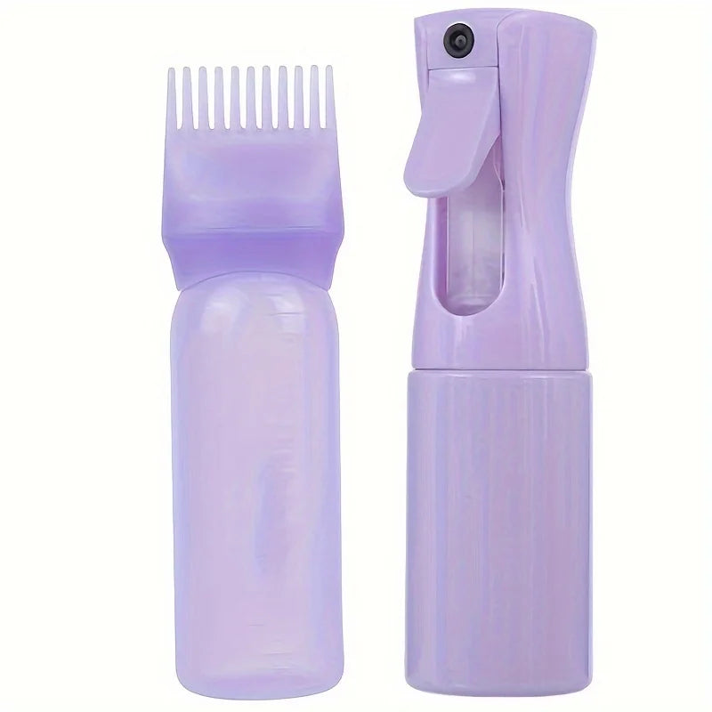 WANMEI 1/2pcs Refillable Continuous Spray Bottles with Root Comb Applicator - Fine Mist Sprayer for Hairstyling Hair Dye Bottle