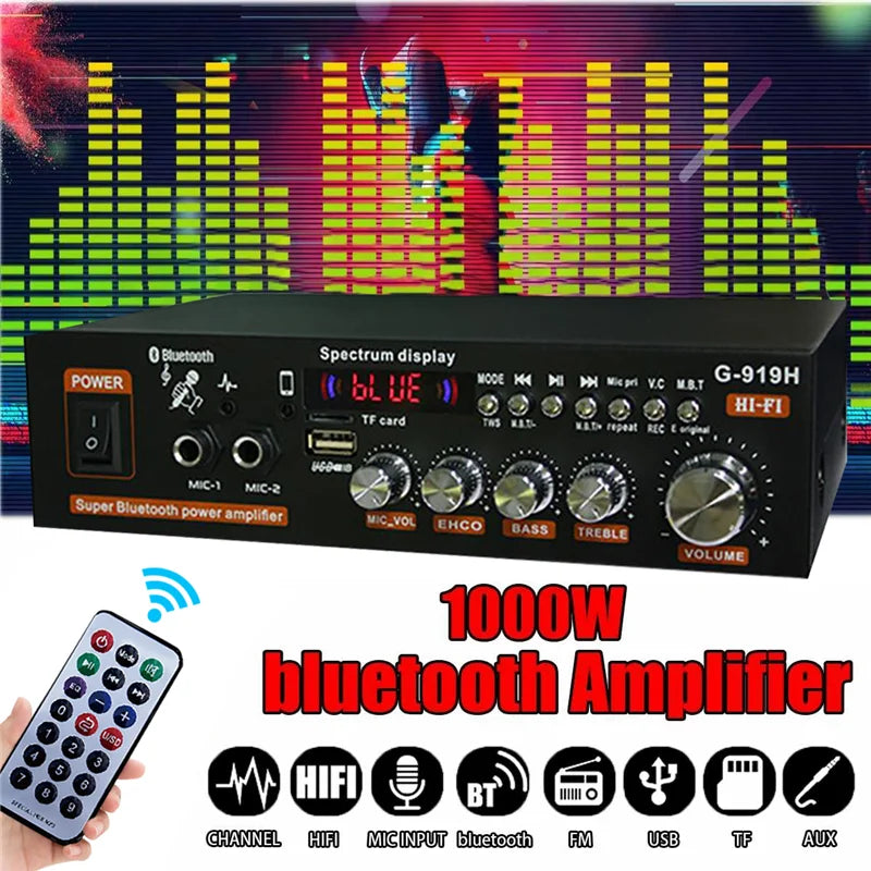 G30 G-919H 1000W Home Power Amplifiers Audio Bluetooth Amplificador Subwoofer Speakers Theater Audio Sound System FM USB EU/US