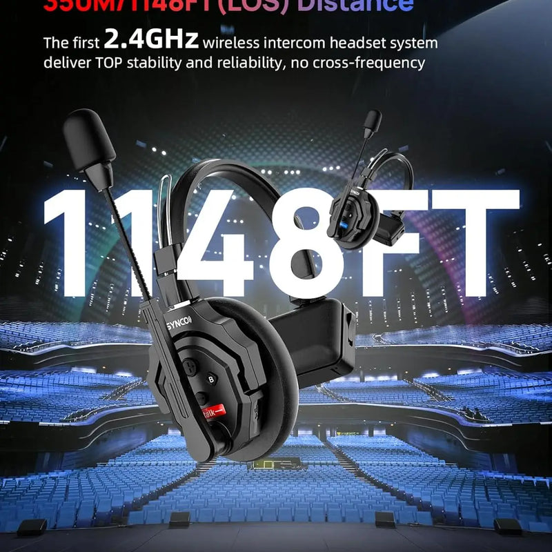 SYNCO XTALK X2 X5 2.4G Wireless Intercom Headset System 2-Person 350M 1148FT 24H Working Time Noise Reduction for Video Shooting