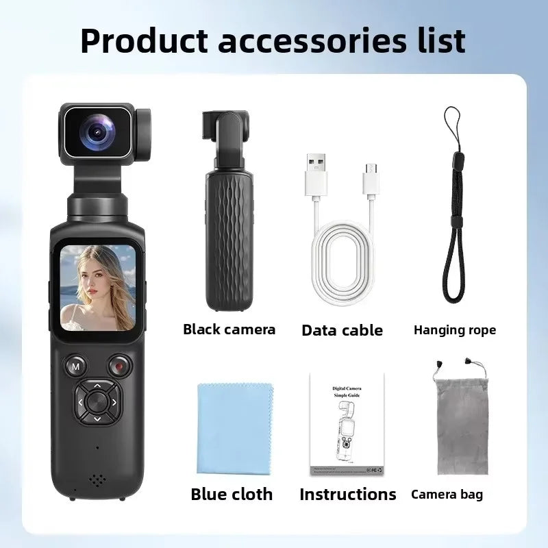 HJD-05 4K Action Camera 330° Face Tracking Gimbal Stabilizer 75MP Pixels WiFi Function Pocket Gimbal Camera for Vlog