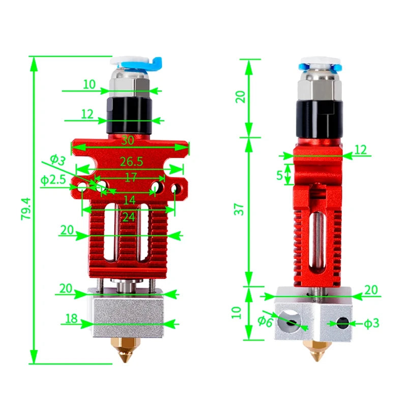 3D Printer Parts CR6 SE J-head Assembled Print Head Hot End Hotend Kit All Metal Extrusion Extruder for Ender 3 CR5 PRO CR6 SE