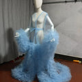 Women Dressing Gown Perspective Sheer Long Tulle Robe Puffy Pregnancy Maternity Dress for Baby Shower Nightgown Sleepwear Custom
