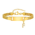 Vnox A-Z letters Baby Bracelets, Stainless Steel Strap Chain for Kids With Cute Letter Blank Bar, Children Jewelry Gift