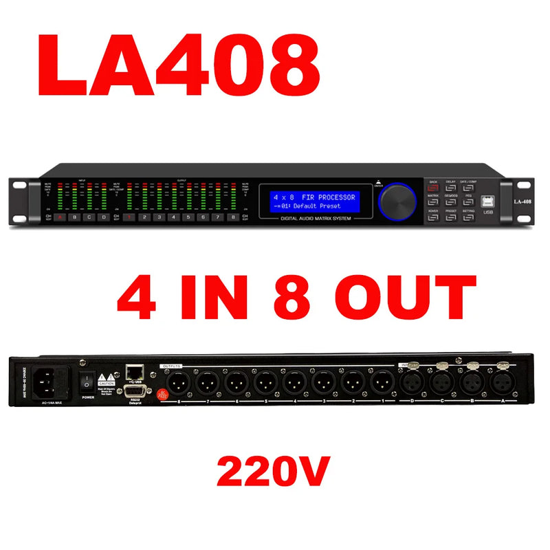 Professional DSP Audio Processor LA408 8 Channel 192kHz 32-bit 110dB SNR FIR PEQ GEQ for Studio Live Sound Recording Paulkitson