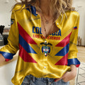 2026 New Autumn Hot Selling Women's Satin Long-Sleeve Shirt, Elegant Button Design, Columbia Print, Loose Fit Women's Shirt Top