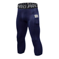 Mens 3/4 Compression Pants Basketball Running Tights Quick Dry Workout Leggings with Pockets Gym Sports Base Layer