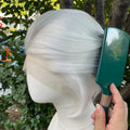 Widow's Peak Short Bob Cut Synthetic Lace Front Wigs for Women Cosplay Wigs for Men White Color Glueless 13x4 Lace Wigs Natural