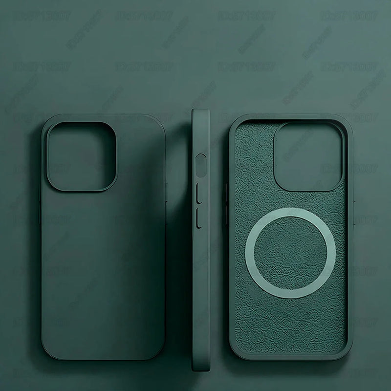 Magnetic Original Liquid Silicone Shockproof Case For iPhone 16 15 14 13 12 11 Pro Max 16 Plus For Magsafe Wireless Charge Cover