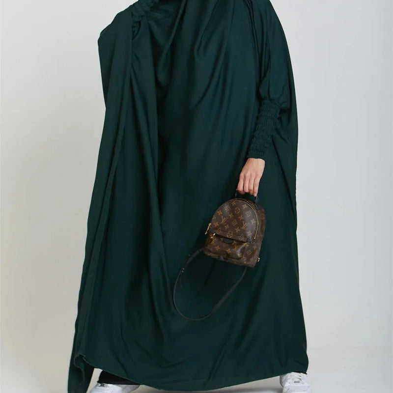 Women One-Piece Hooded Prayer Dress Smocking Sleeve | SAMAG